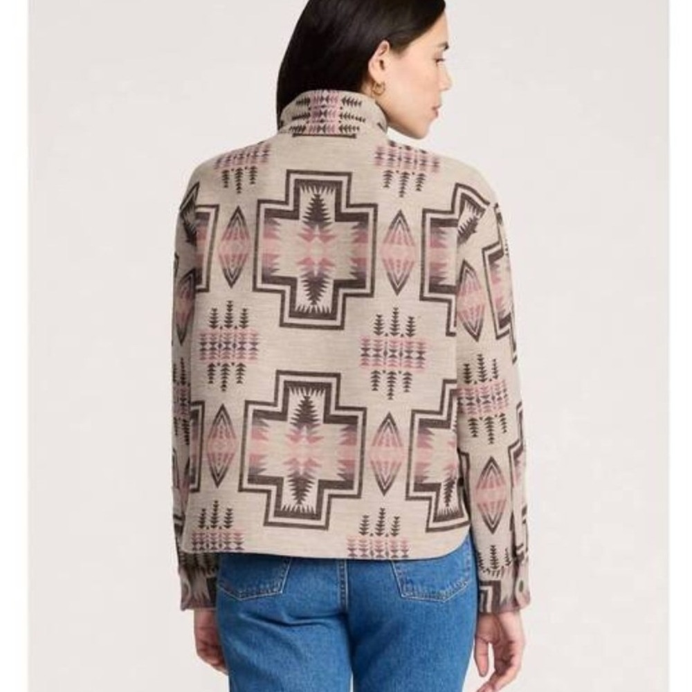 Pendleton Harding Chamois Grey Southwestern Cotton Quarter Zip Pullover Small - Picture 4 of 11
